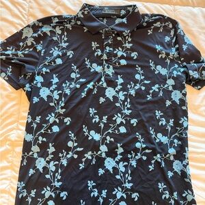 G/FORE Black and Blue Floral Polo Shirt